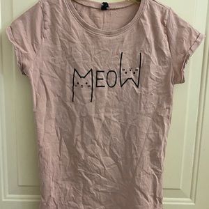 $6 Tee Shirts! Blush Pink “MEOW” Girls Tee Shirt, size Large